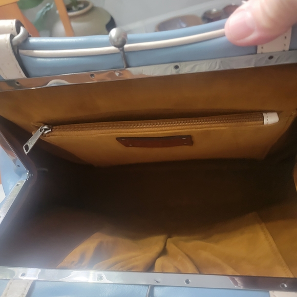 Patricia Nash Blue Leather Kalivia Frame Satchel Shoulder Bag - Picture 6 of 7